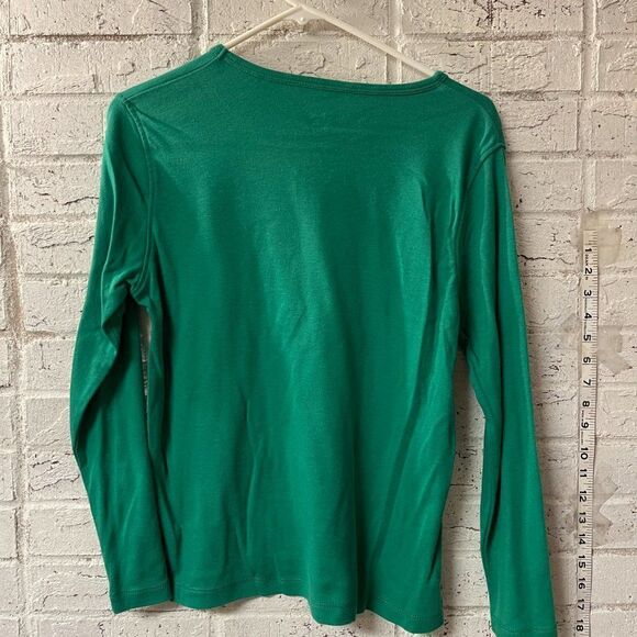 Live Who You Are Green Christmas Cardinal Long Sleeve Top PS - Picture 5 of 8